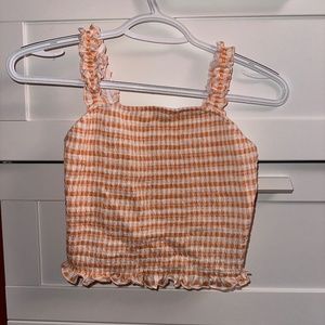 SO Orange Gingham Ruched Tank Top Women's Size Small